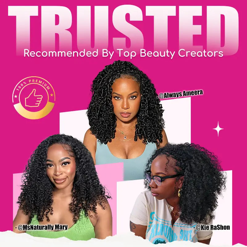 HAIR Kinky Curly Half Wig - 250% Density, Glueless