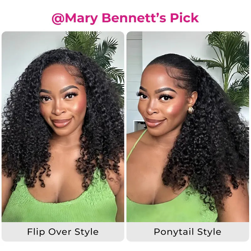 HAIR Kinky Curly Half Wig - 250% Density, Glueless